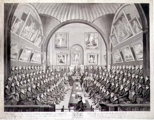 The Lord Mayor, Aldermen and Common Council in the Council Chamber Guildhall, London, Thomas Sutherland (sz. 1785) metszett, 1825-ben megjelent (litho) alkotó: Richard (after) Dighton
