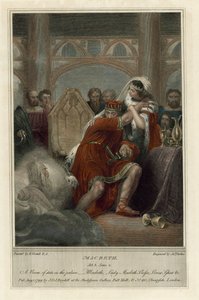 Illusztráció: Shakespeare Macbeth, III. felvonás, 4. jelenet (színes metszet)