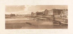 Kilátás a Louvre-ra és a Thuilleries-hídra, a Pont Neufról. 1802; 2. tábla a Views in Parisból, a lemez Emanuel kötetkövetése, B1981.25.2613