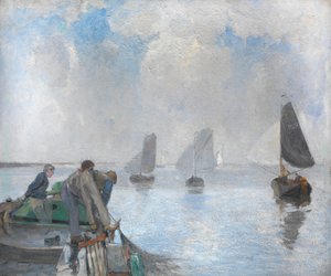 Shrimpers on the Lower Scheldt (olaj, vászon) alkotó: Richard Baseleer