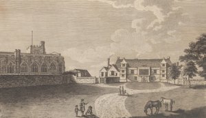 Az ókori érseki palota Maidstone-ban, Edward Hasted, The History and Topo... című művéből, 1782.