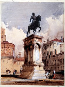 A Colleoni du Verrocchio lovas szobra Velencében, a San Giovanni és Paolo templom tere. Richard Parkes Bonington (1801-1828) akvarellje 19. századi Párizs, Louvre Múzeum