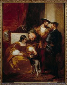I. Ferenc és Etampes hercegné. Anne de Pisseleu, Etampes hercegnője, I. Ferenc kedvence (1508-1580). Richard Bonington (1801-1828) festménye Ec. Ang