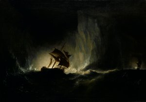 HMS "Erebus" áthalad a bergláncon alkotó: Richard Bridges Beechey