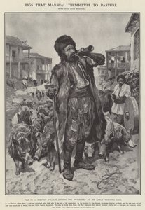 Disznók, amelyek legelőre vonulnak (litho) alkotó: Richard Caton II (after) Woodville