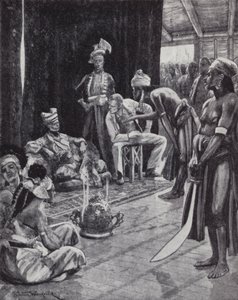 Sir James Brooke szerződésről tárgyal Brunei szultánjával egy brit gyarmat létrehozásáról Borneón