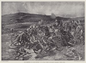 A Koorn Spruit-i katasztrófa, a Királyi Ló Tüzérség fegyverei (litho) alkotó: Richard Caton II (after) Woodville