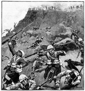 92. Gordon Highlanders visszavonulásban, Majuba Hill-i csata, 1. búr háború, 1881. február 26-27.