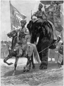 A Nawab Siraj Ud Daulah érkezése Clives pozíció előtt, India, 1757, 1893.