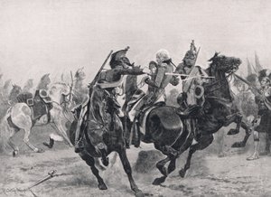 A francia dragonyosok támadása Sir Ralph Abercrombie ellen, illusztráció a 