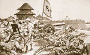 A bokszermozgalom, illusztráció a "Hutchinsons History of the Nations" című könyvből, 1910 körül. alkotó: Richard Caton Woodville
