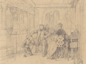 A víváslecke, 1847-49 körül (grafit szőtt papíron) alkotó: Richard Caton Woodville
