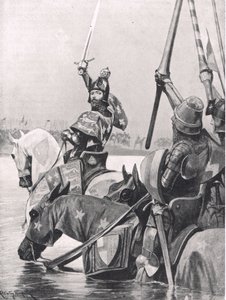 III. Edward átkel a Somme-on a crecyi csata előtt, illusztráció a „British Battles on szárazföldön és tengeren” című könyvből, kiadó: Cassell, London, 1910 körül alkotó: Richard Caton Woodville junior