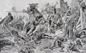 Harold (1022-66 körül) utolsó harca, illusztráció a Sir Evelyn Wood (1838-1919) által szerkesztett "British Battles on Land and Sea" című könyvből, amely először 1915-ben jelent meg.