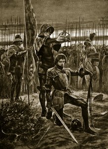 VII. Henriket Bosworth-ban koronázták meg, illusztráció a „Hutchinson története a brit nemzetről”, 1923 körül alkotó: Richard Caton Woodville junior