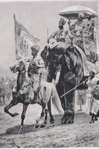 Siraj-ud-Daulah Plasseyben, 1757. június 23., illusztráció a brit szárazföldi és tengeri csatákból, 1915