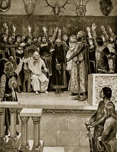 A lány hercegnő megválasztása, illusztráció a Hutchinson történetéből a brit nemzetről, 1920 körül alkotó: Richard Caton Woodville junior
