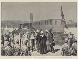 A Sirdar, Sir Herbert Kitchener dandártábornok, Assouanban, a 10. szudanai ezred legutóbbi ellenőrzése alkalmával