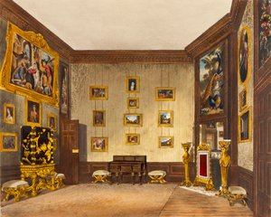 A király írószekrénye, Hampton Court, a "The History of the Royal Residences" című könyvből, Richard Reeve (sz.1780) metszete, William Henry Pyne (1769-1843), 1819. alkotó: Richard Cattermole