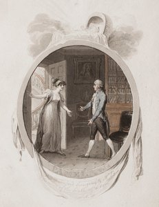 Miss Darnford elhozza Mr. B-nek egy fia, Lett születésének hírét. 18, illusztráció a „Pamela; vagy: Virtue Rewarded