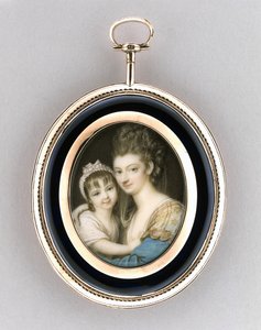 Egy anya és lánya portréja, 1765-70 körül (akvarell elefántcsonton, 9 ezer rózsaszín arany, haj és üveg) alkotó: Richard Cosway