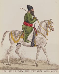 Őexcellenciája, Mirza Abul Hassan Khan perzsa nagykövet második londoni nagyköveti látogatása során, 1819 (nyomtatás)
