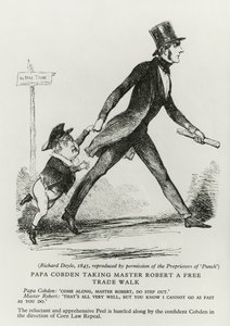 Cobden papa szabadkereskedelmi sétára viszi Robert mestert, 1845 alkotó: Richard Doyle