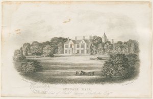 Apedale Hall ház és park: acélmetszet, nd [?18. század vége] alkotó: Richard Edensor Heathcote