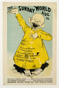 The Sunday World Aug. 16: Say, Im der Yellow Kid of Hogans Alley..., c.1895-98 litho alkotó: Richard Felton Outcault