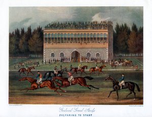 Goodwood Grand Stand, felkészülés az indulásra, 1836. alkotó: Richard Gibson Reeve