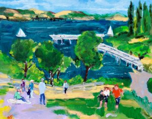 Paradise Beach Pier, Tiburon, Kalifornia, 2021 (olaj, vászon)