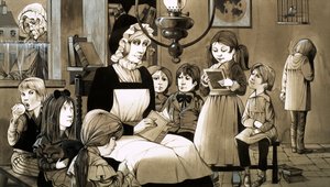 A "Dame School" az 1830-as évekből (gouache, papír)