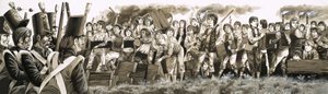 1797-ben csapatokat hívtak a Rugbyben randalírozó iskolás fiúk lecsendesítésére. alkotó: Richard Hook