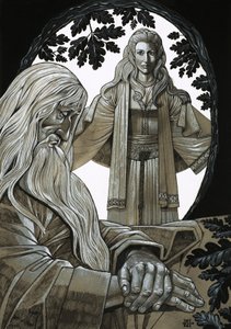 Merlin és Vivian, a tündér a tó hölgye alkotó: Richard Hook