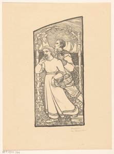 Lány kosárral és fiú kötéllel alkotó: Richard Nicolaüs Roland Holst (signed by artist)