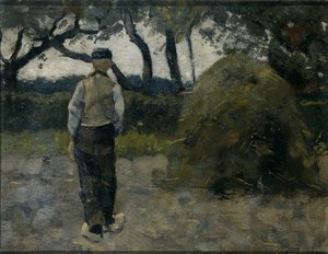 Egy gazda egy szénakazal közelében áll alkotó: Richard Nicolaüs Roland Holst