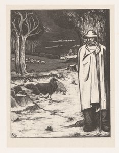 Juhász juhnyájjal dombos tájon alkotó: Richard Nicolaüs Roland Holst
