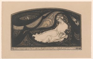 Hazug nő és gyermek Sgraffito vázlatterve (cím az objektumon) alkotó: Richard Nicolaüs Roland Holst