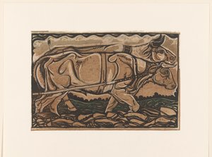 Tervezés a Heidemaatschappij festéséhez Arnhemben: két ivaros ökör alkotó: Richard Nicolaüs Roland Holst