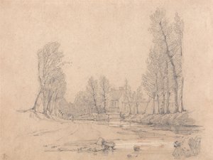 Egy erdős patak és egy parasztház Normandiában alkotó: Richard Parkes Bonington