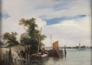 Bárkák a folyón alkotó: Richard Parkes Bonington