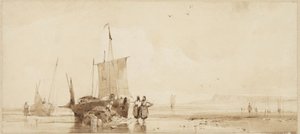 Halászhajók a normandiai part homokján alkotó: Richard Parkes Bonington