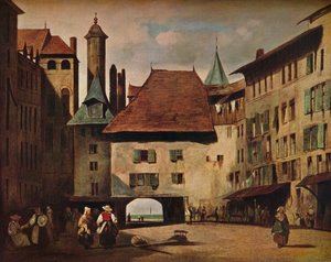 La Place du Molard, Genf, 1830 alkotó: Richard Parkes Bonington