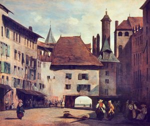 Place du Molard, 1830 körül alkotó: Richard Parkes Bonington