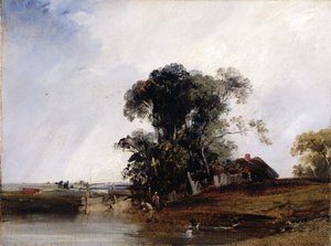 Táj tóval, 1825-26 körül (olaj, vászon) alkotó: Richard Parkes Bonington