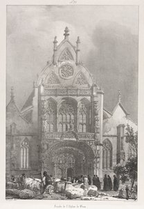 Festői és romantikus kirándulások ó-Franciaországban, Franche-Compté: A Brou-i templom eleje, 1825. alkotó: Richard Parkes Bonington