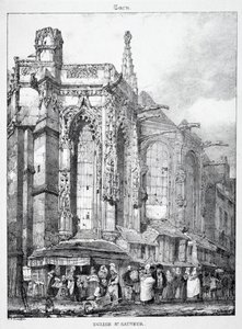 A középkori építészet maradványai és töredékei: St. Sauveur templom, Caën alkotó: Richard Parkes Bonington