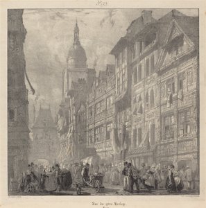 Rue du Gros-Horloge, Rouen alkotó: Richard Parkes Bonington