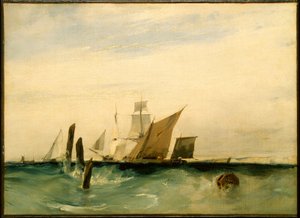 Tengerkép: a francia partok előtt alkotó: Richard Parkes Bonington
