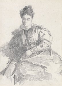 Tanulmány egy ülő nőről (grafit papíron) alkotó: Richard Parkes Bonington